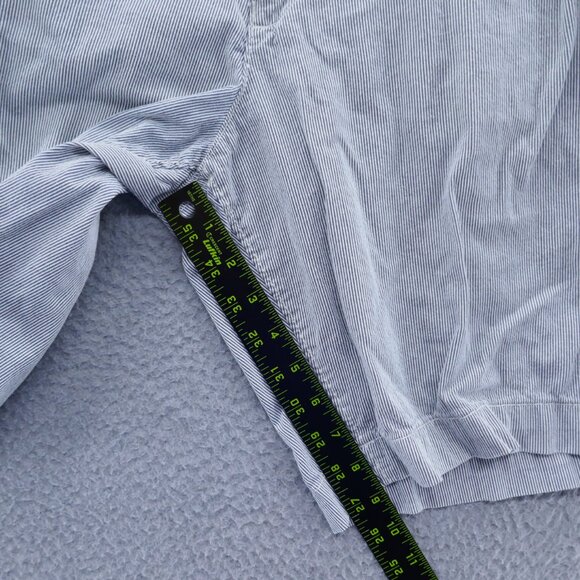 American Eagle Mens All Cotton Chino Shorts 34x9* Blue White Stripe Flat Front - Picture 12 of 16